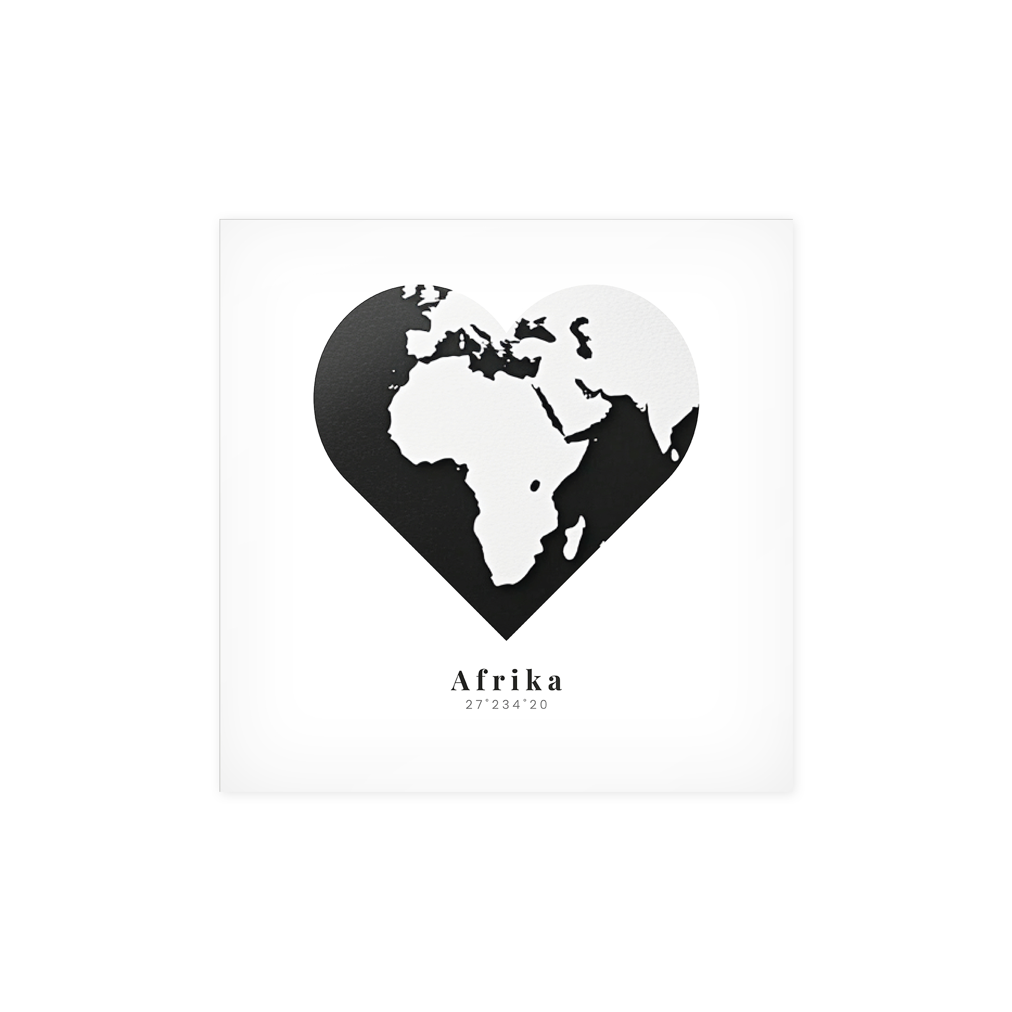 Personalized poster photo print of Africa in a heart shape with text