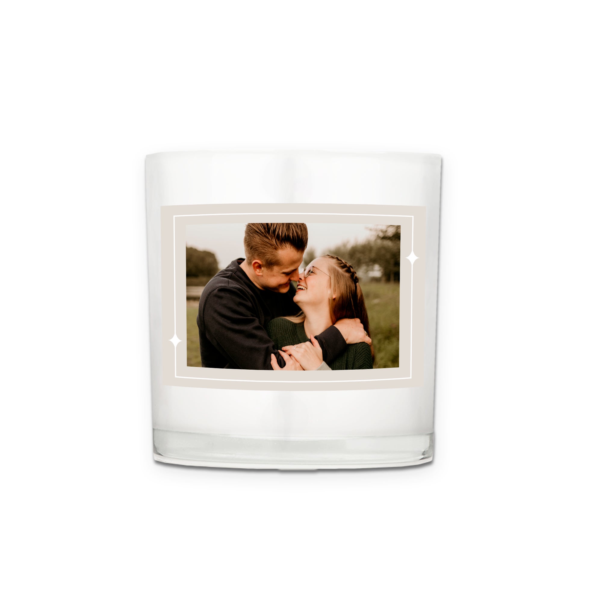 Personalised glass candle - 8 x 9 x 9 cm