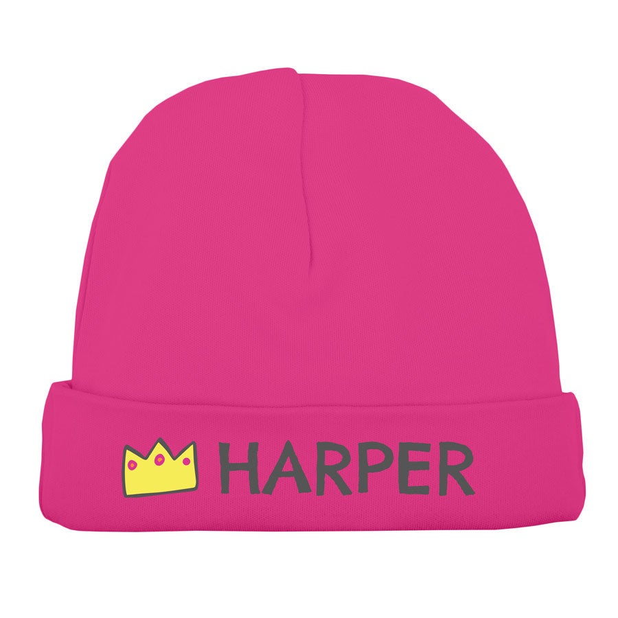 Personalised Baby Beanie - Fuchsia