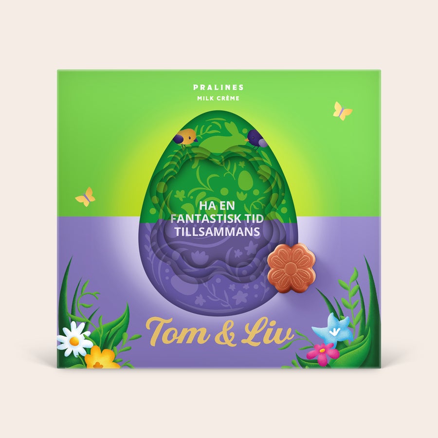 Personlig Milka 3D presentförpackning - påsk Milka 3D-presentförpackning för påsk, med personligt foto, namn och meddelande