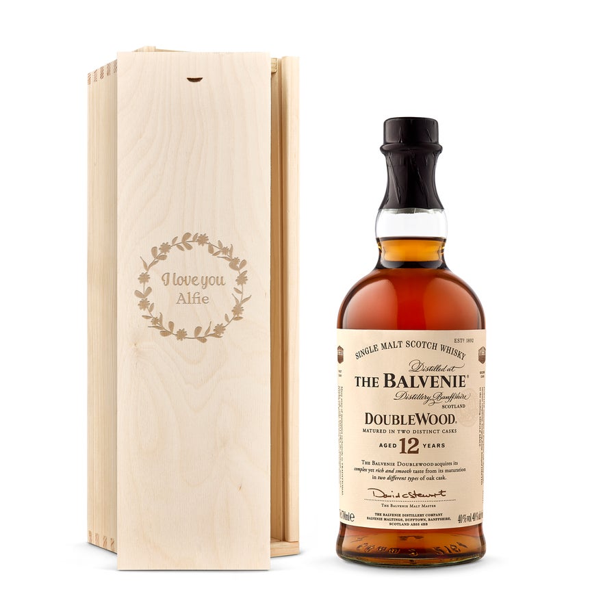 Personalised Whiskey Gift - The Balvenie - Wooden Case Personalised Whiskey Gift - The Balvenie - Wooden Case