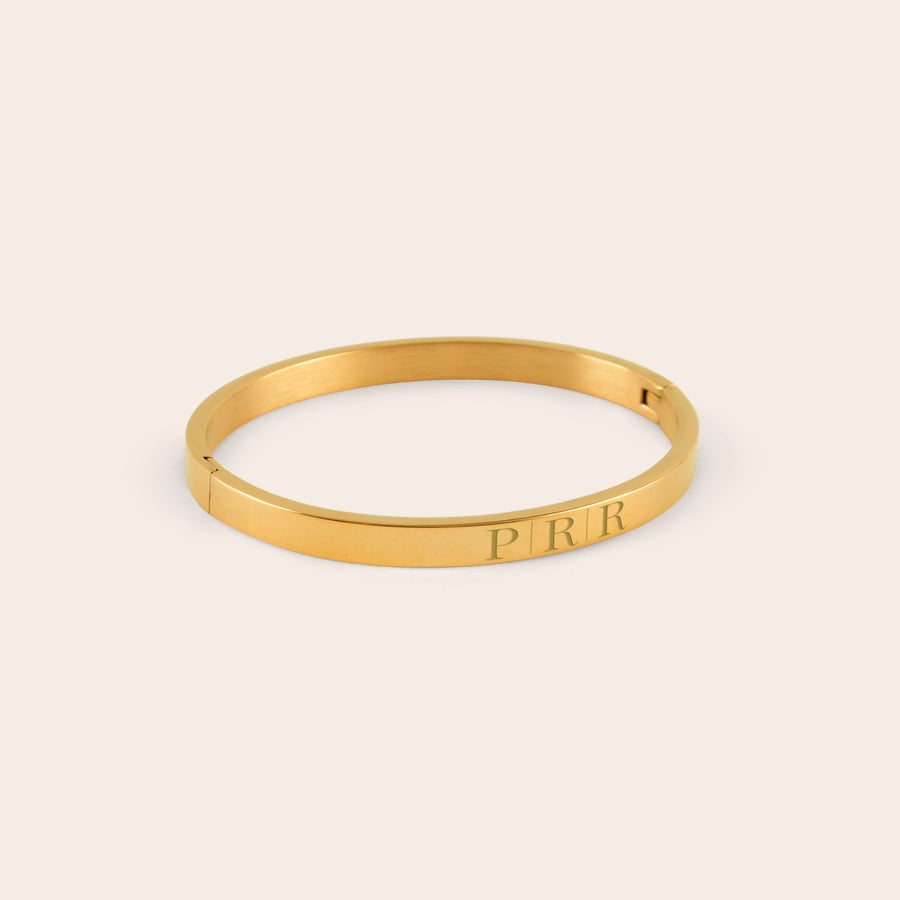 Jonc personnalisé Jonc tendance doré gravé de l'initiale PRR personnalisable pour femme