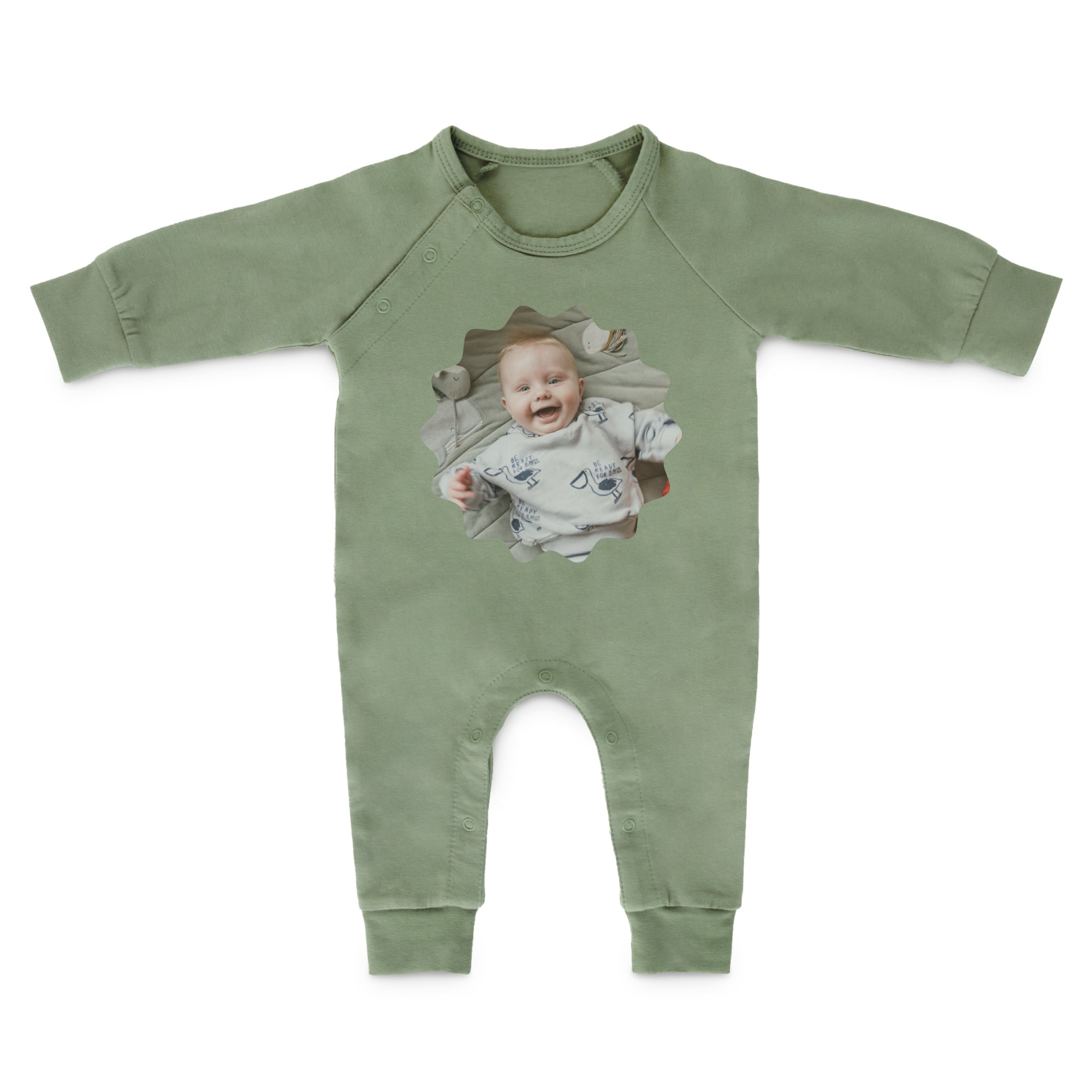 Babyplaysuit med tryk - Grøn - 50/56