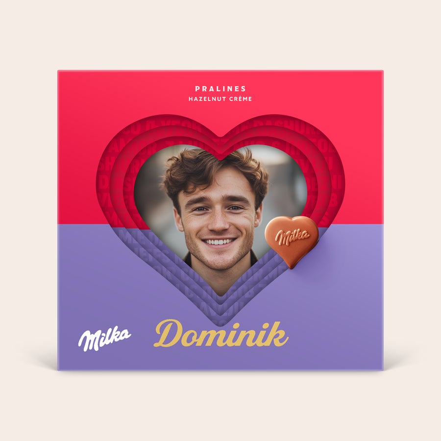 Milka herzen in einer 3D-Box Milka herzen in einer 3D-Box