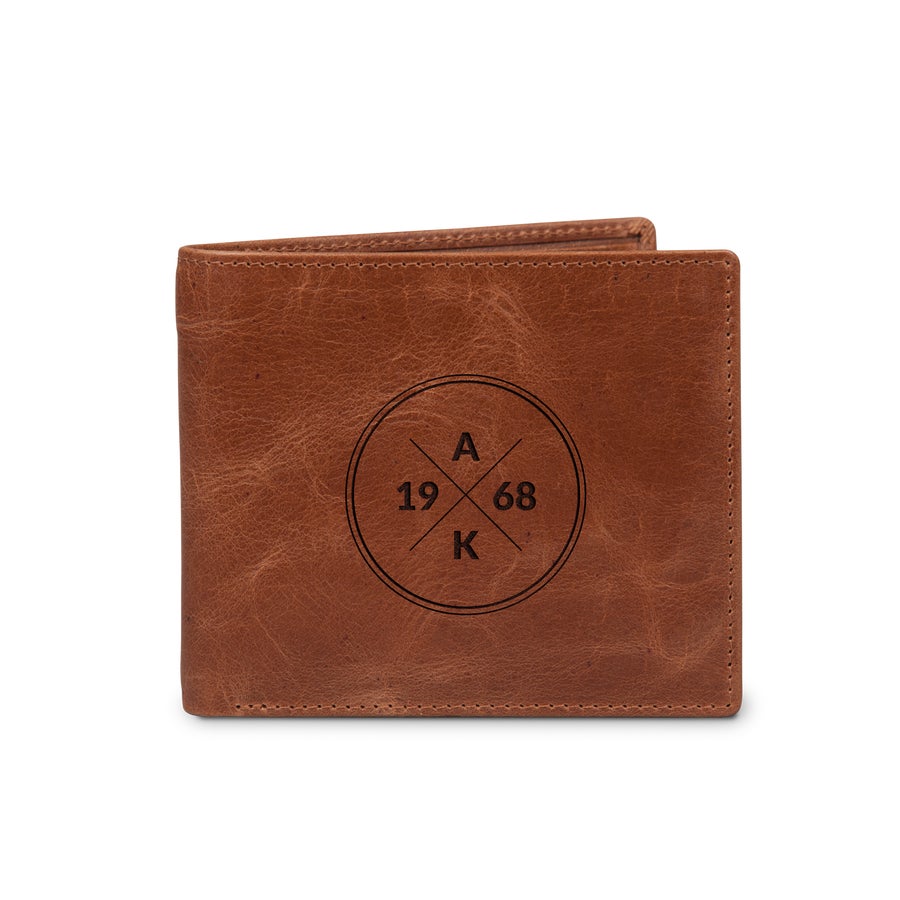 Personalised wallet Leather Engraved