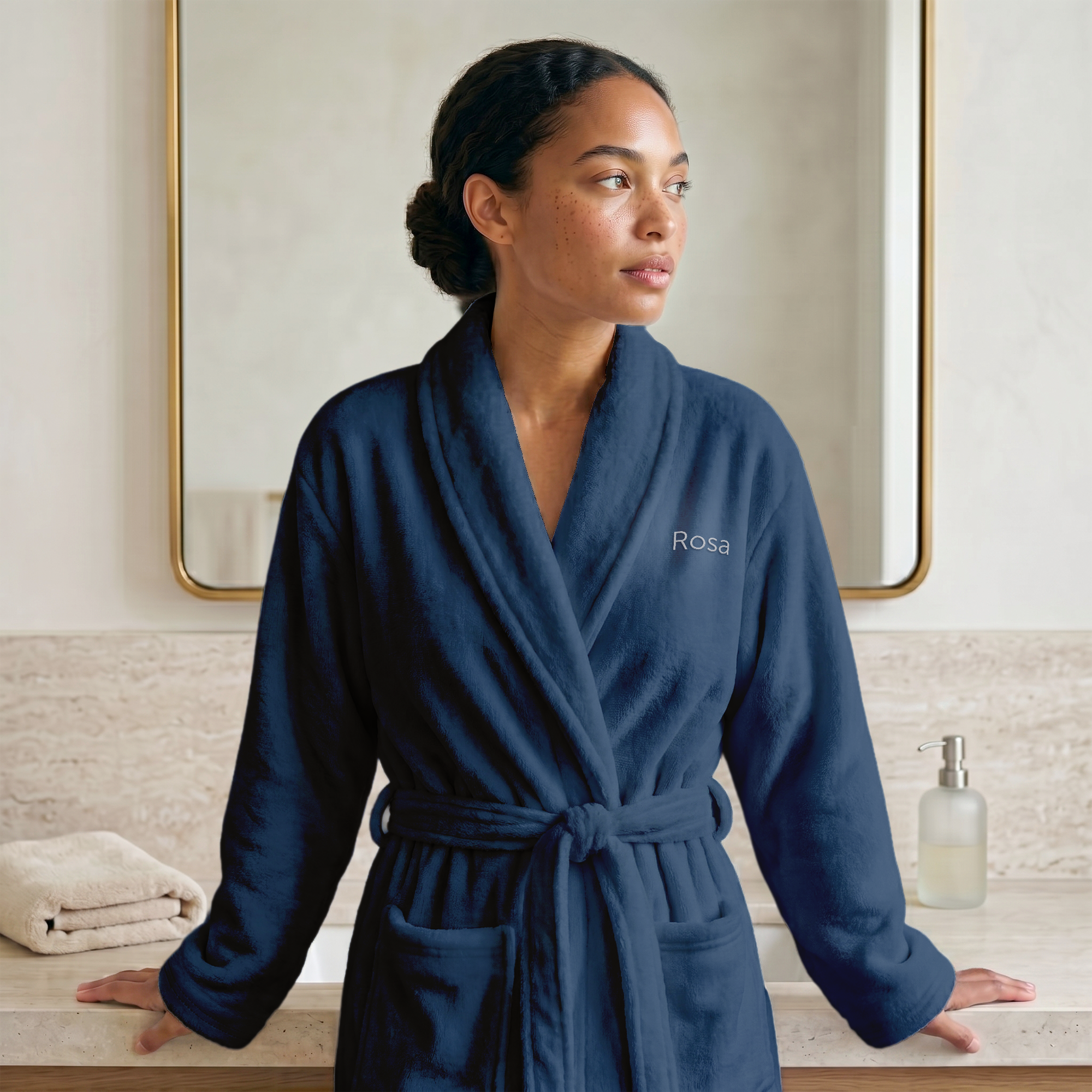 Ženski flis kopalni plašč