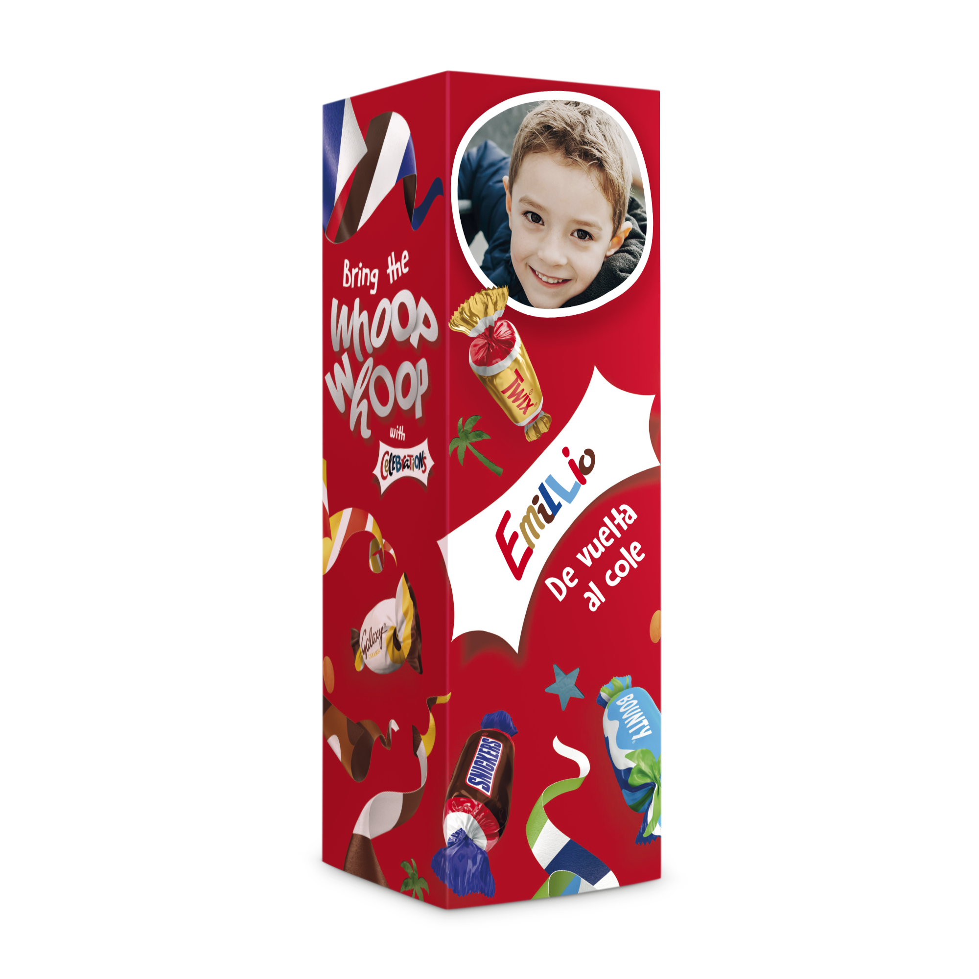 Chocolates Celebrations con nombre y foto