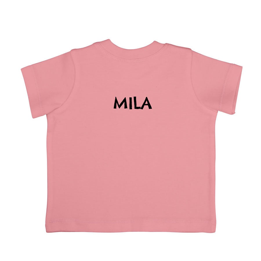 T-shirt bébé personnalisé - Manches courtes - Rose pâle - 62/68