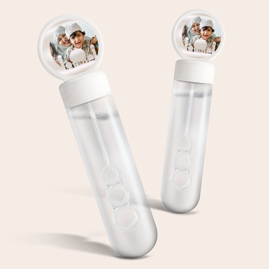 Bolle di Sapone Bolle di sapone personalizzate con foto di famiglia stampata sulla parte superiore