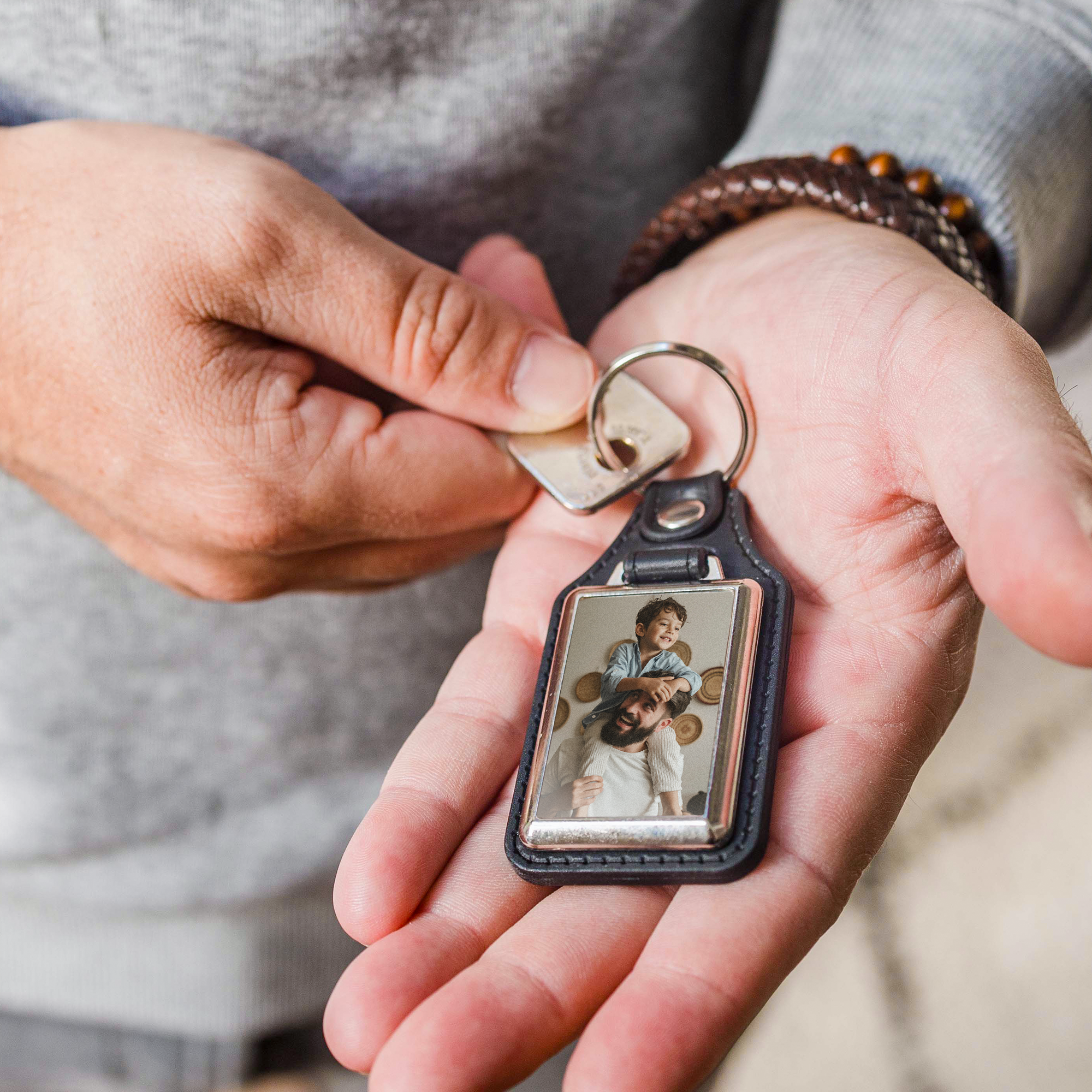 Porte-clés en cuir avec photo