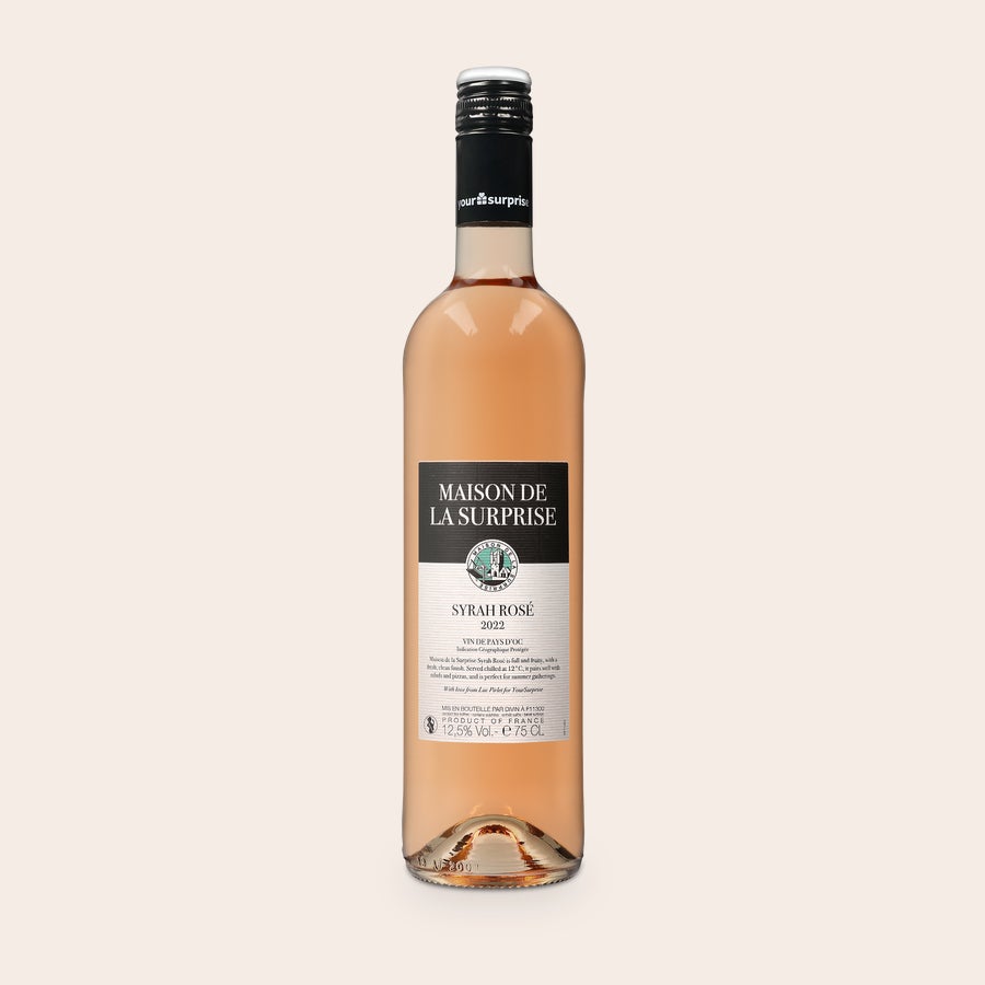 Maison de la Surprise Syrah Garrafa de vinho Maison de la Surprise Syrah Rosé com rótulo padrão