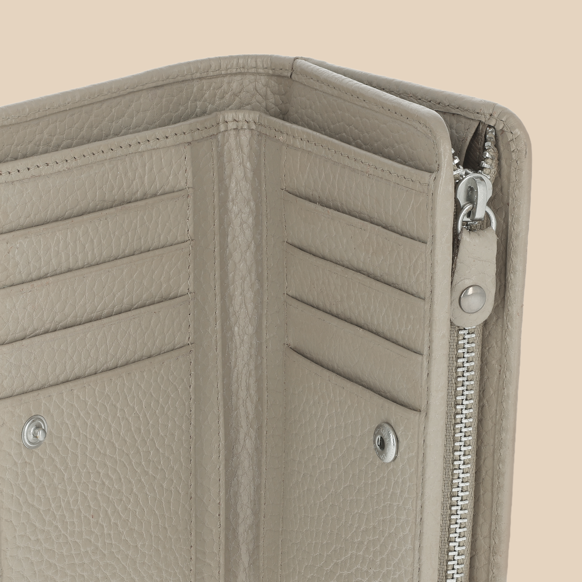 Portefeuille en cuir pour femme avec nom gravé - Taupe - Petit