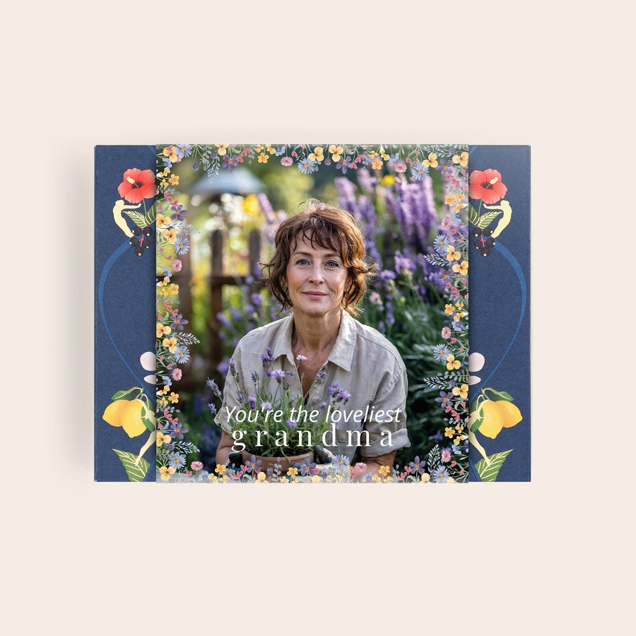 Chá Pukka personalizado Caixa de chá personalizada com foto e a mensagem "You're the loveliest grandma", O Teu Refúgio Personalizado de Chá Aguarda