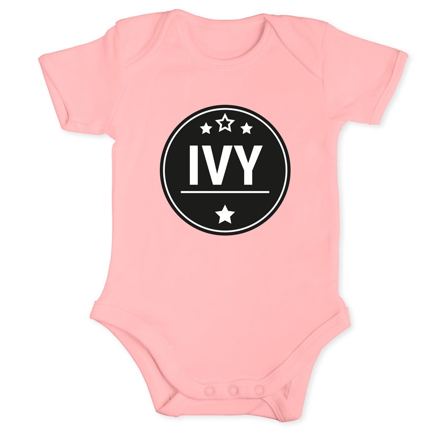 Baba romper - rövid ujjú - Baby pink - 50/56