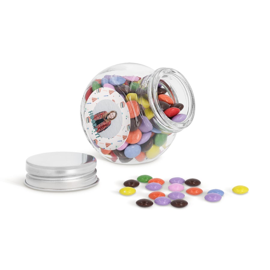 Personalised Mini Glass Jar Favours with Chocolates Personalised Mini Glass Jar Favours with Chocolates