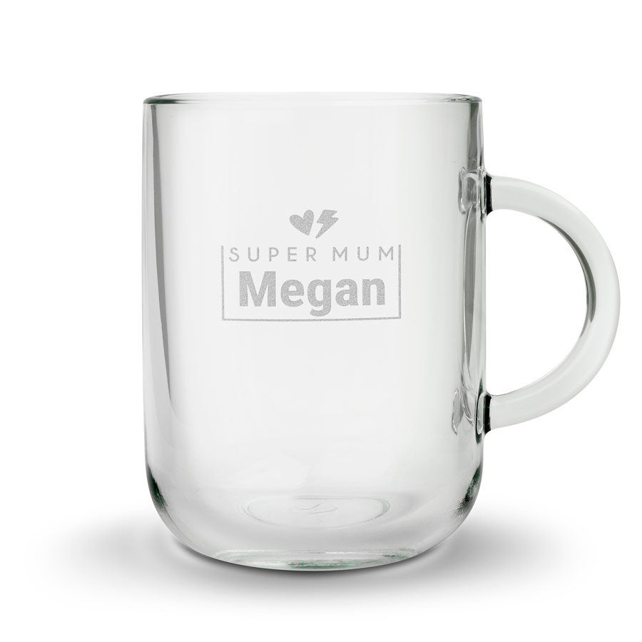 Personalised glass mug - Mother's Day - Round - Engraved