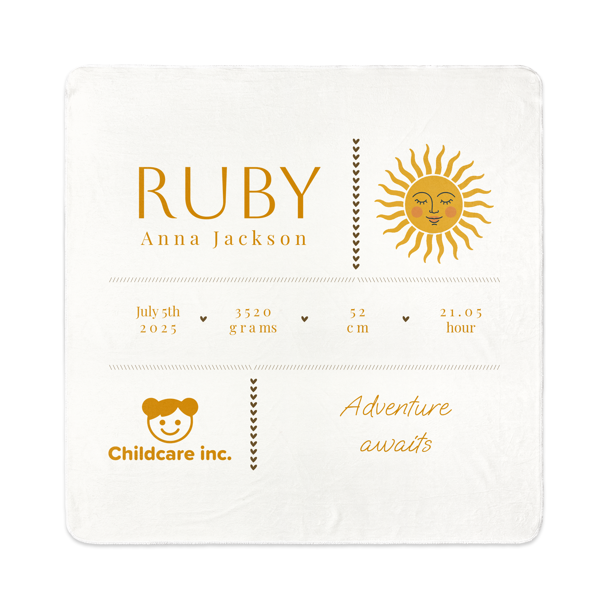 Personalised baby blanket - 80 x 80 cm