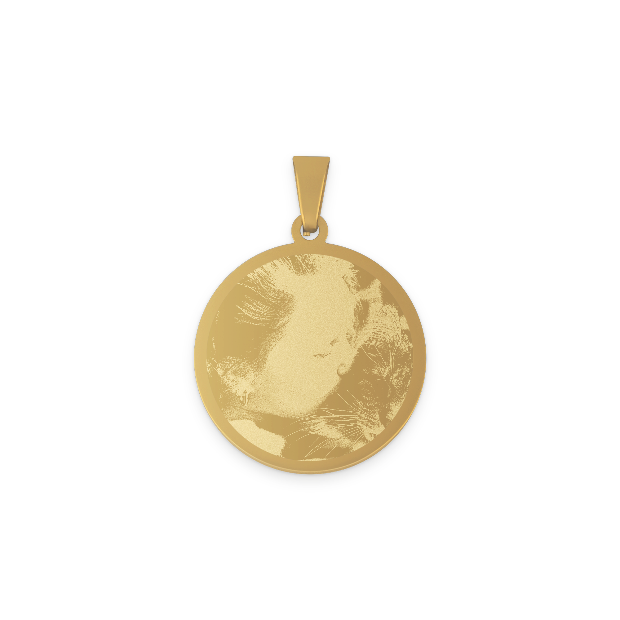 Pendente duplo dourado com foto gravada, um lindo presente personalizado.
