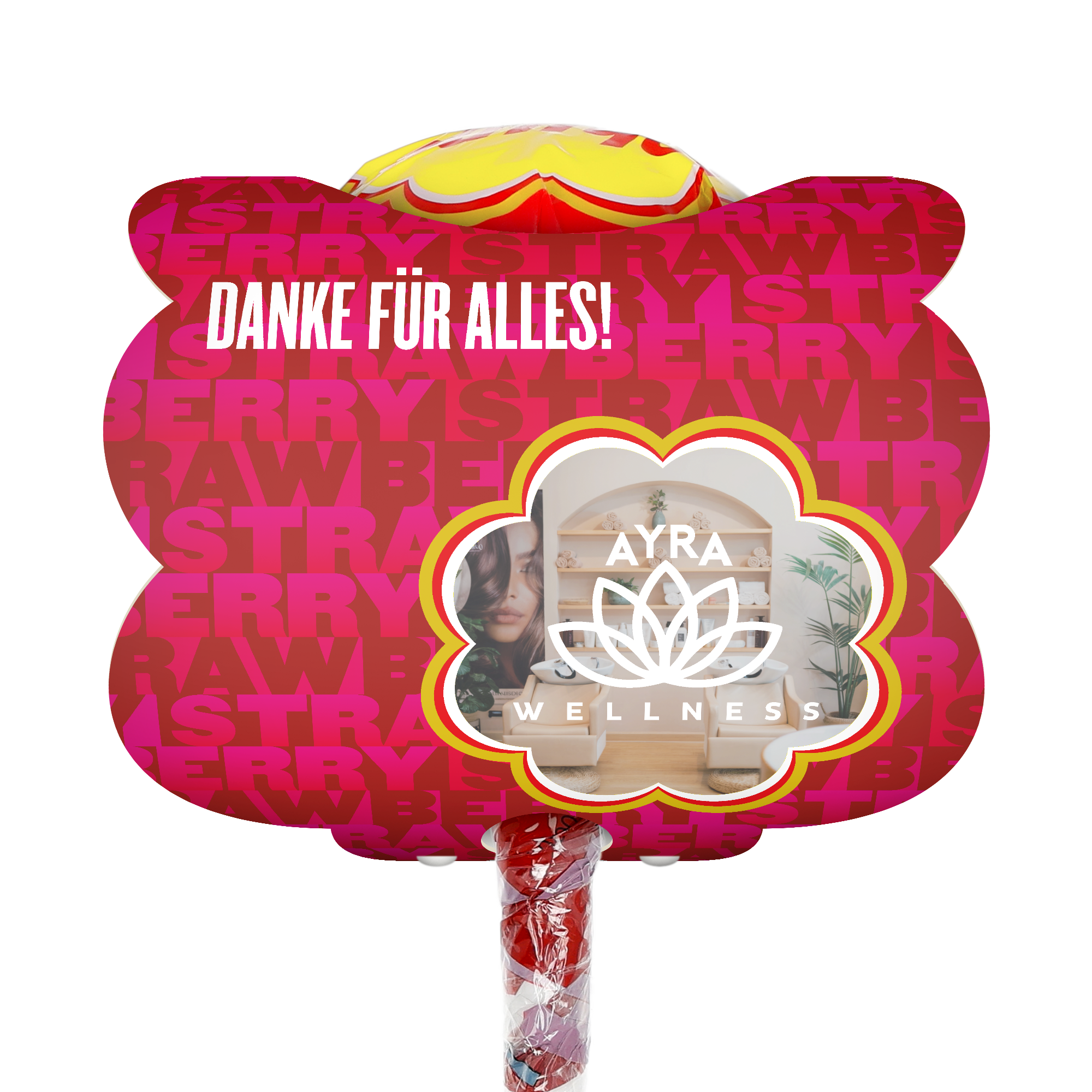 Mega Chupa Chups personalisiert Erdbeere 20 Lollis mit eigenem Foto und Text Danke für alles!