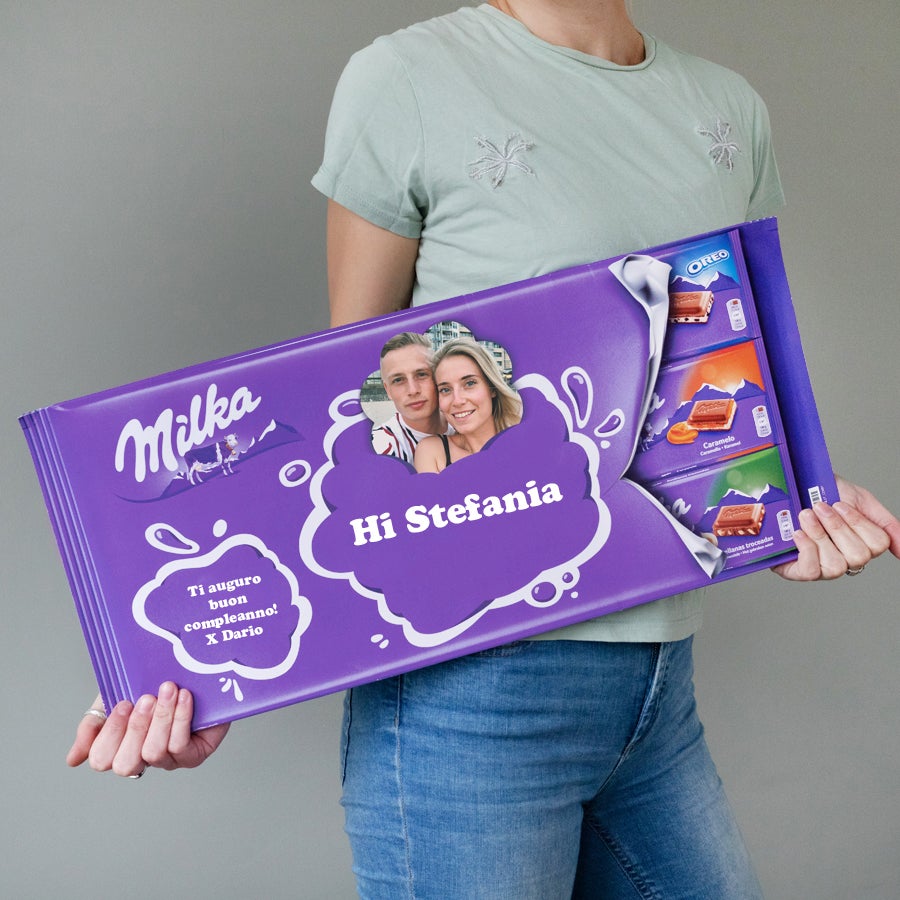 Giant Milka-sjokolade med navn
