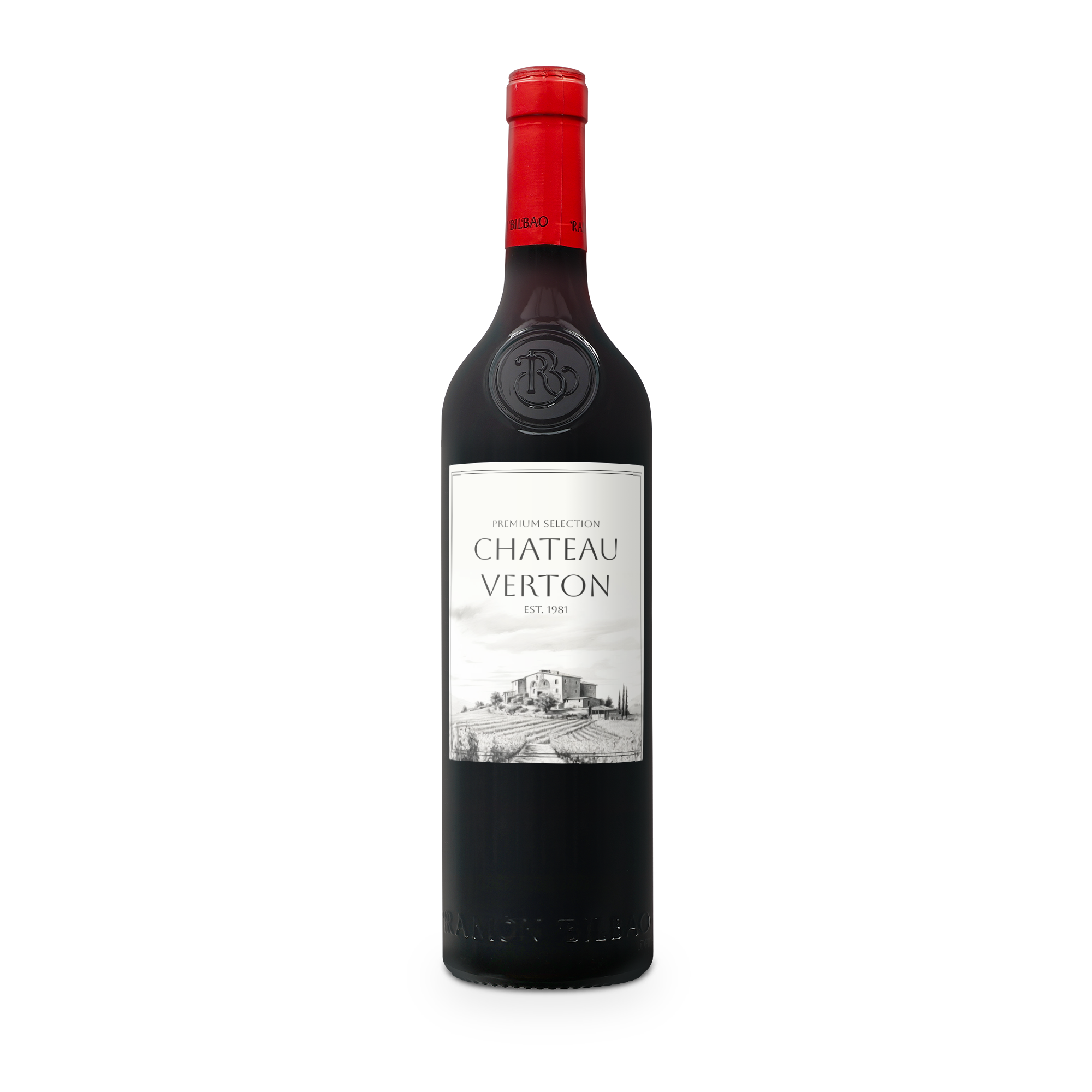 Ramon Bilbao Crianza fles met persoonlijk bedrukt etiket met het logo Chateau Verton