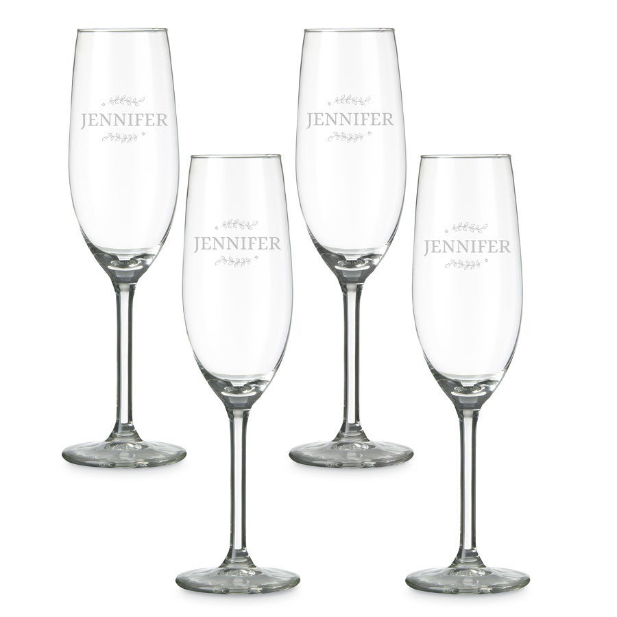 Champagneglas med navn (sæt af 4)