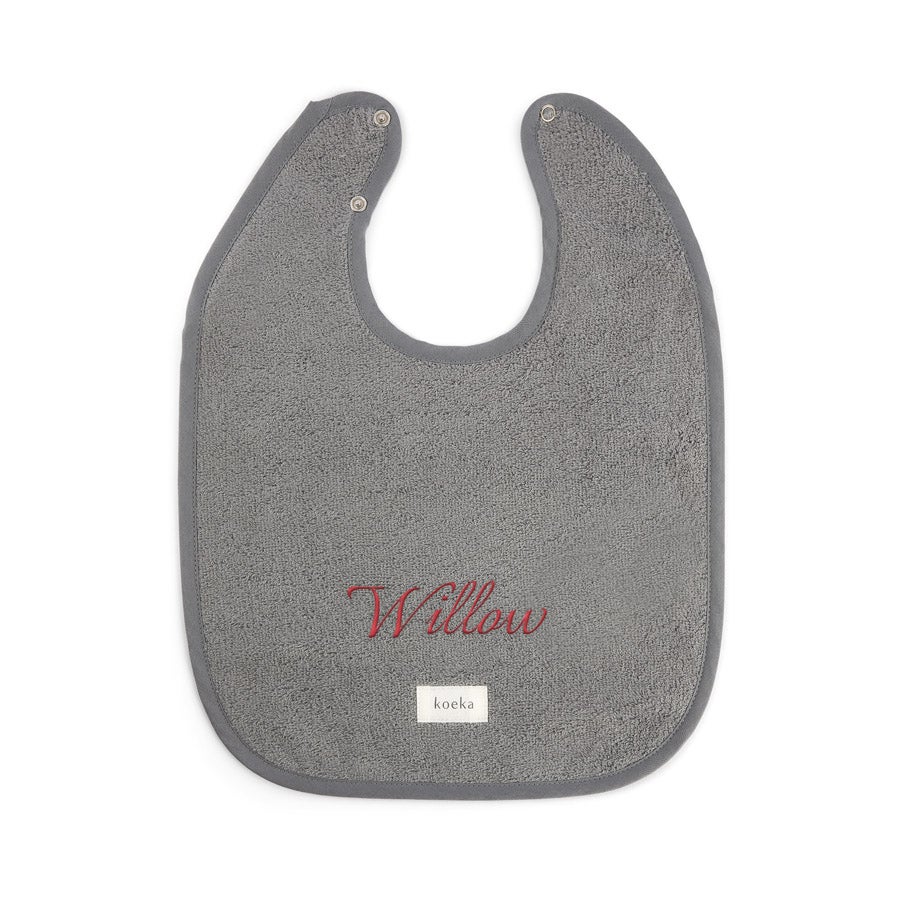 Embroidered bib - Steel grey