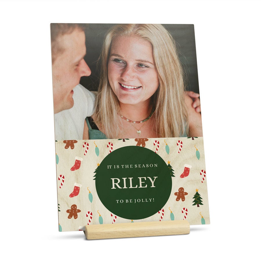 Wooden photo Christmas cards
