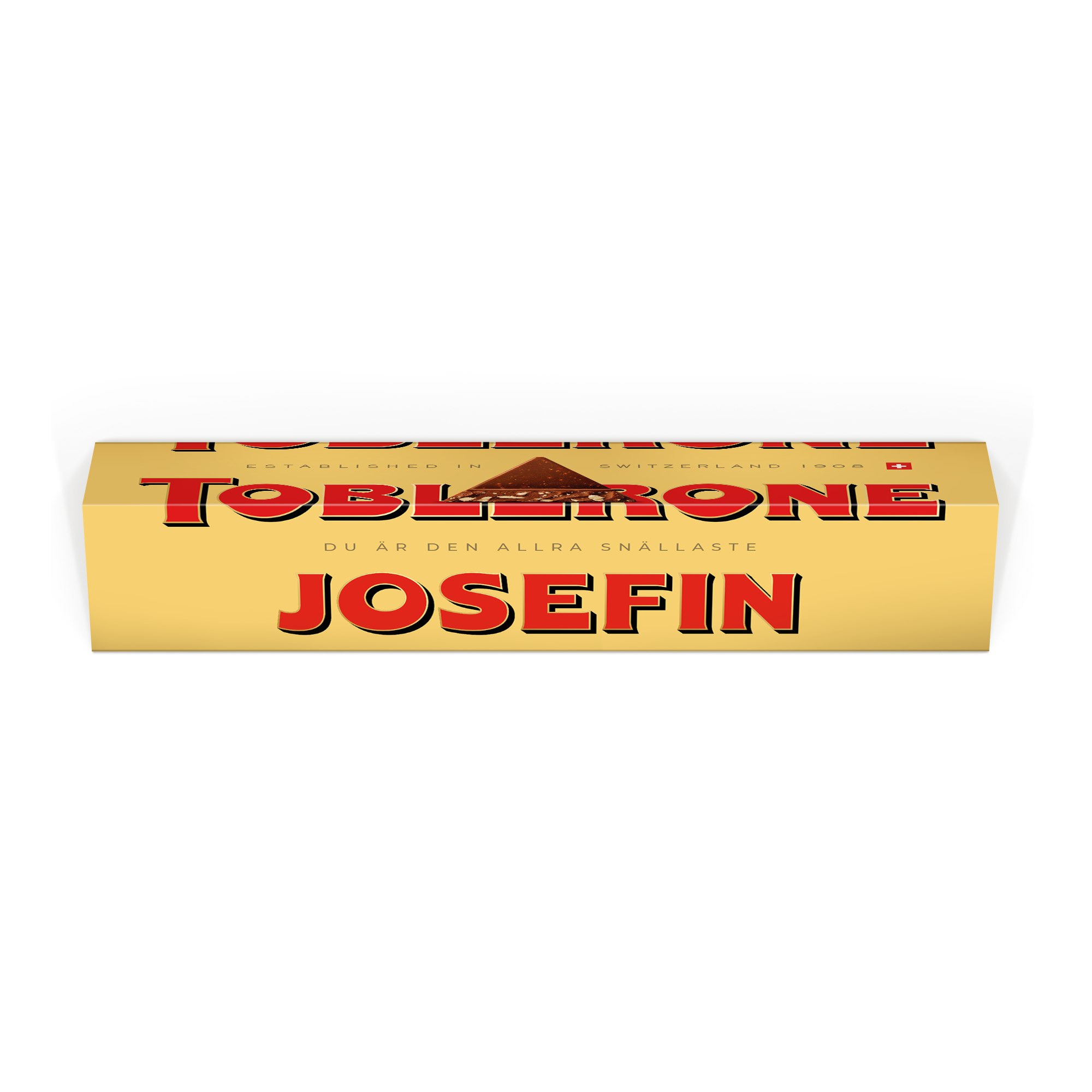 Personlig Toblerone-kaka - 3600 gram med det tryckta namnet 