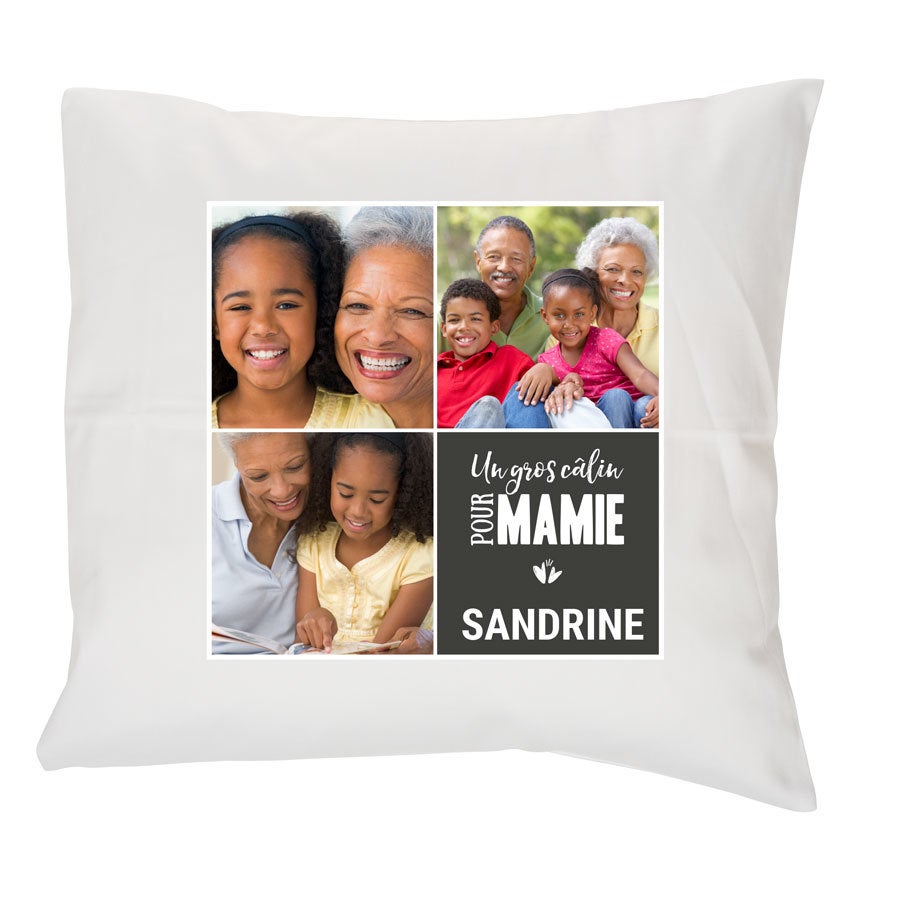 Coussin personnalisé - Blanc - 40x40 cm - Thème Mamie