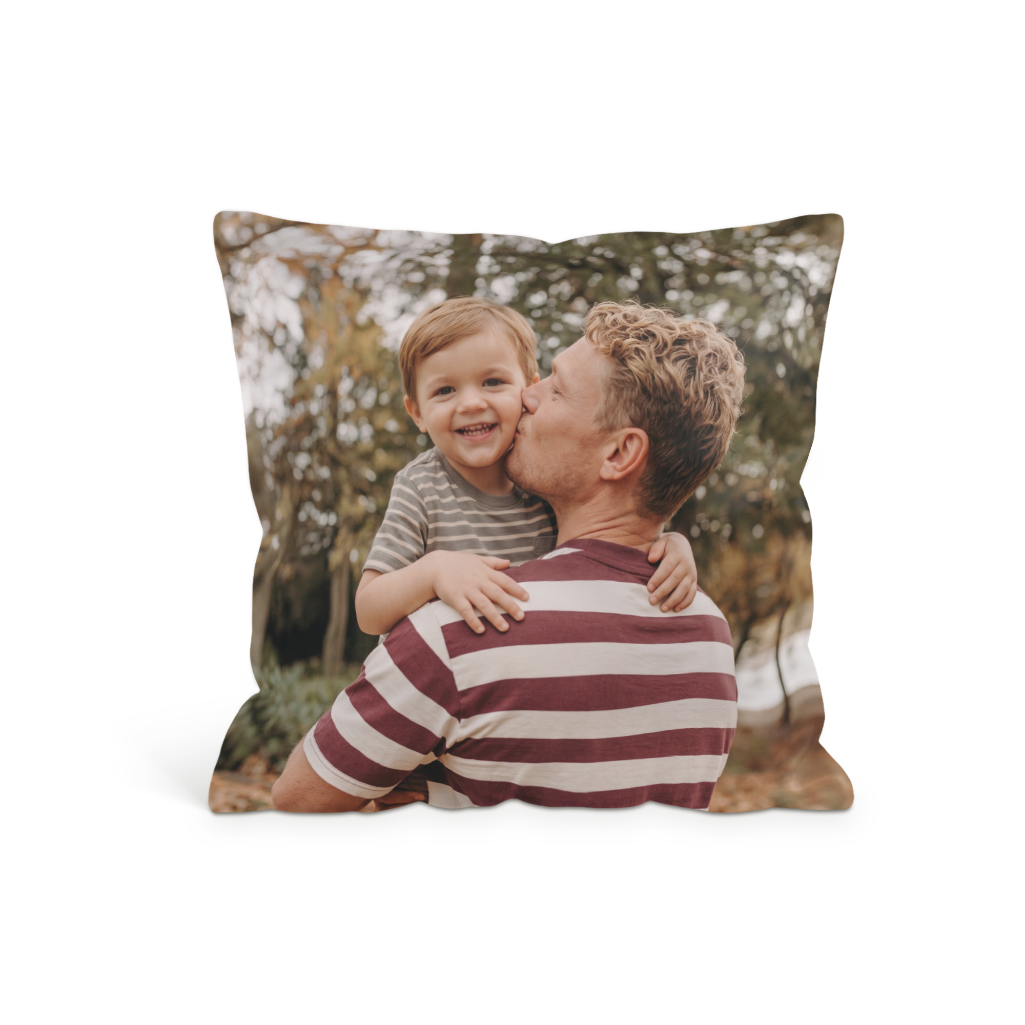 Personalisierter Kopfkissenbezug - 65 x 65 cm - Vollflächig bedruckt mit einem eigenen Foto von Vater und Kind