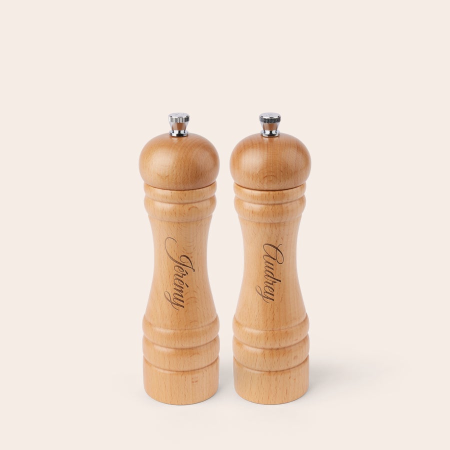 Moulins à poivre & sel - Ensemble en bois personnalisé - L Moulins à poivre & sel - Ensemble en bois personnalisé - L