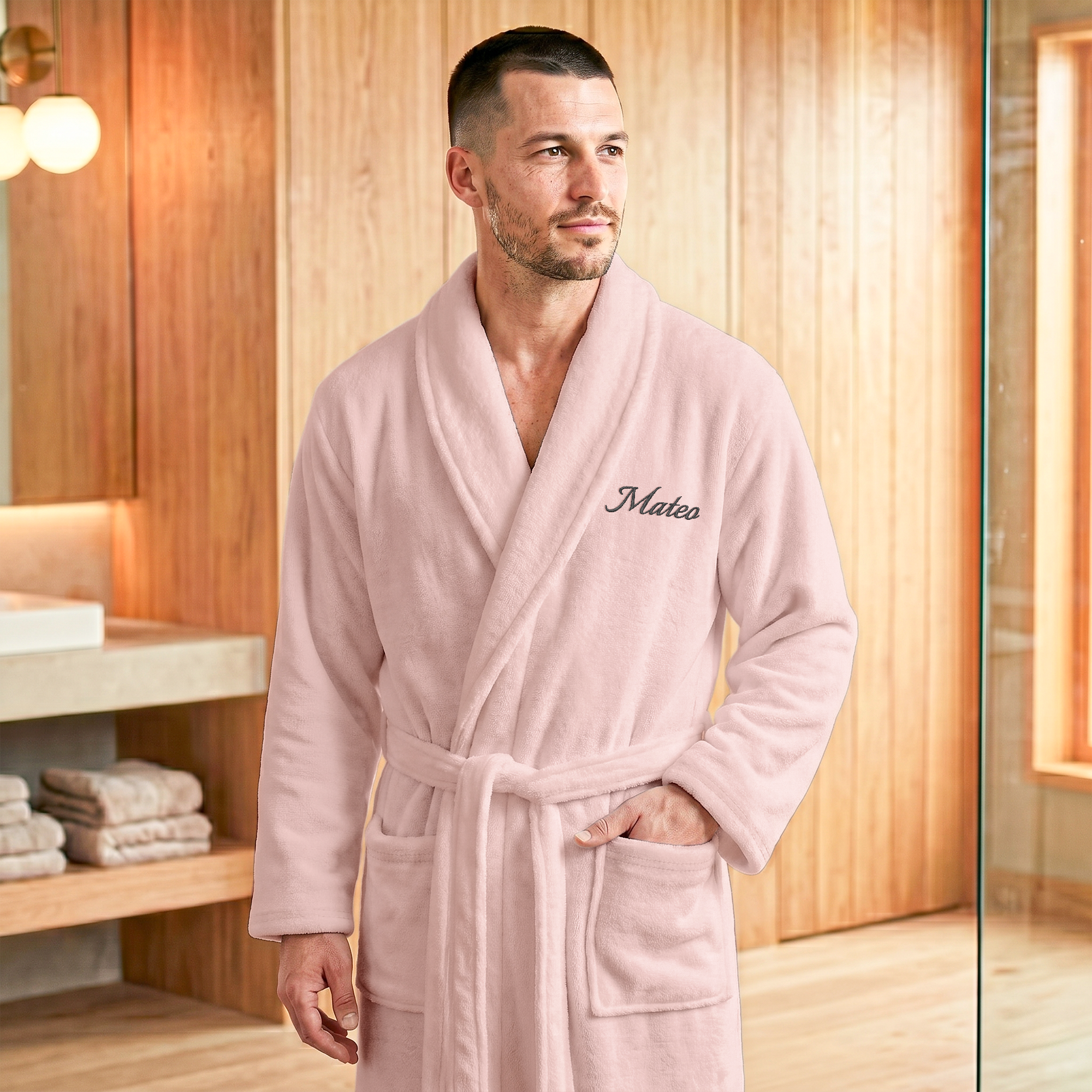 Fleece-Morgenmantel Herren