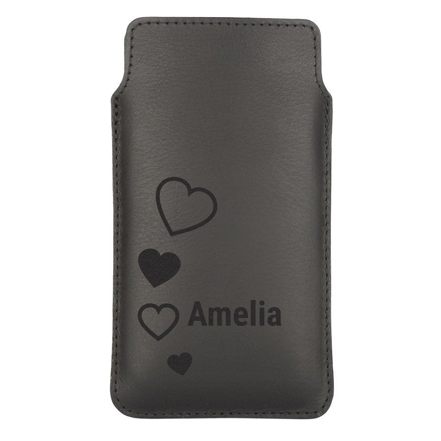 Funda para móvil - Cuero - M - Negro