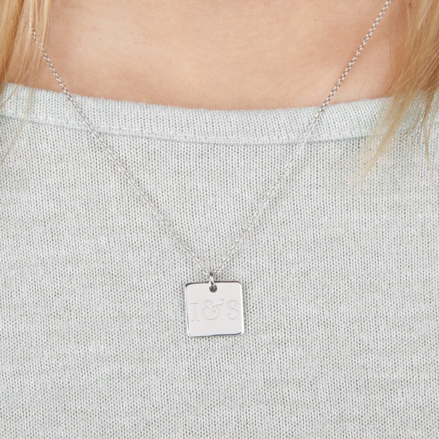 Silver necklace with square pendant