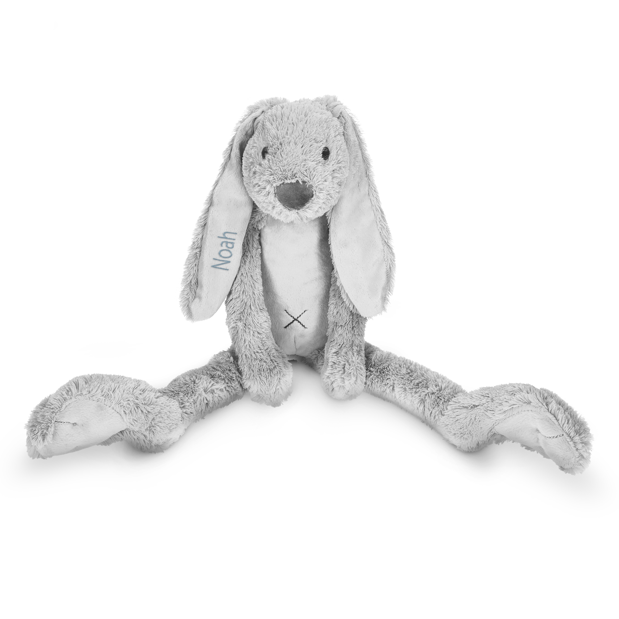 Grå Rabbit Richie gosedjur med namnet Noah broderat på ena örat, en perfekt överraska den lilla/lille i ditt liv med denna Rabbit Richie gosedjur med ett önskat namn