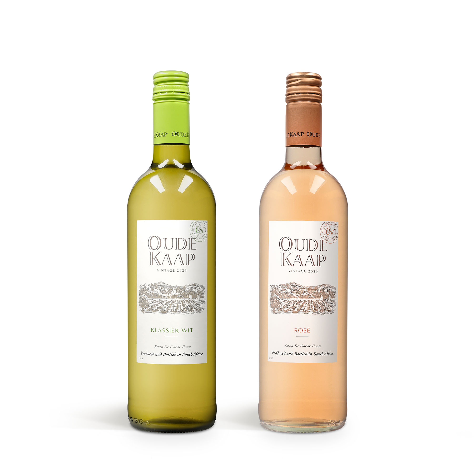 Vin Gavesæt med personlig etikette og trækasse - Oude Kaap (rød/hvid/rosé)