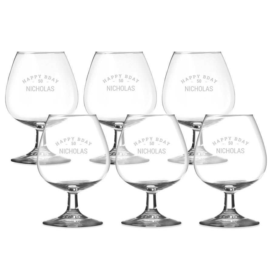 Personalised brandy glass - Engraved - 6 pcs