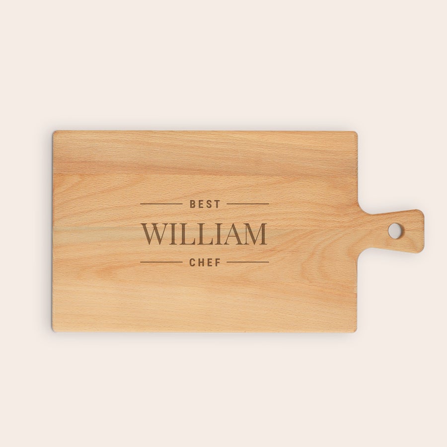 Platou din lemn gravat Platou de servire din lemn personalizat cu numele "William" gravat cu mesajul "Best Chef"