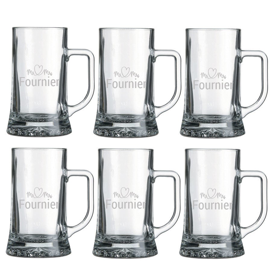 Pinte de bière gravée (6 pièces)