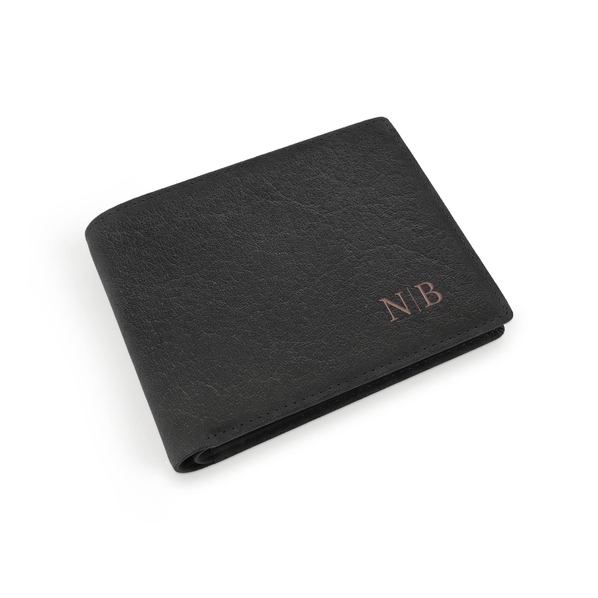 Cartera de cuero personalizada - Grabada - Negra