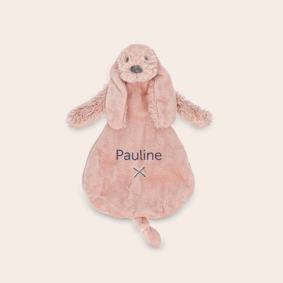 Doudou personnalisé pour bébé - Happy Horse Doudou pour bébé lapin rose brodé avec le prénom Pauline un cadeau personnalisé