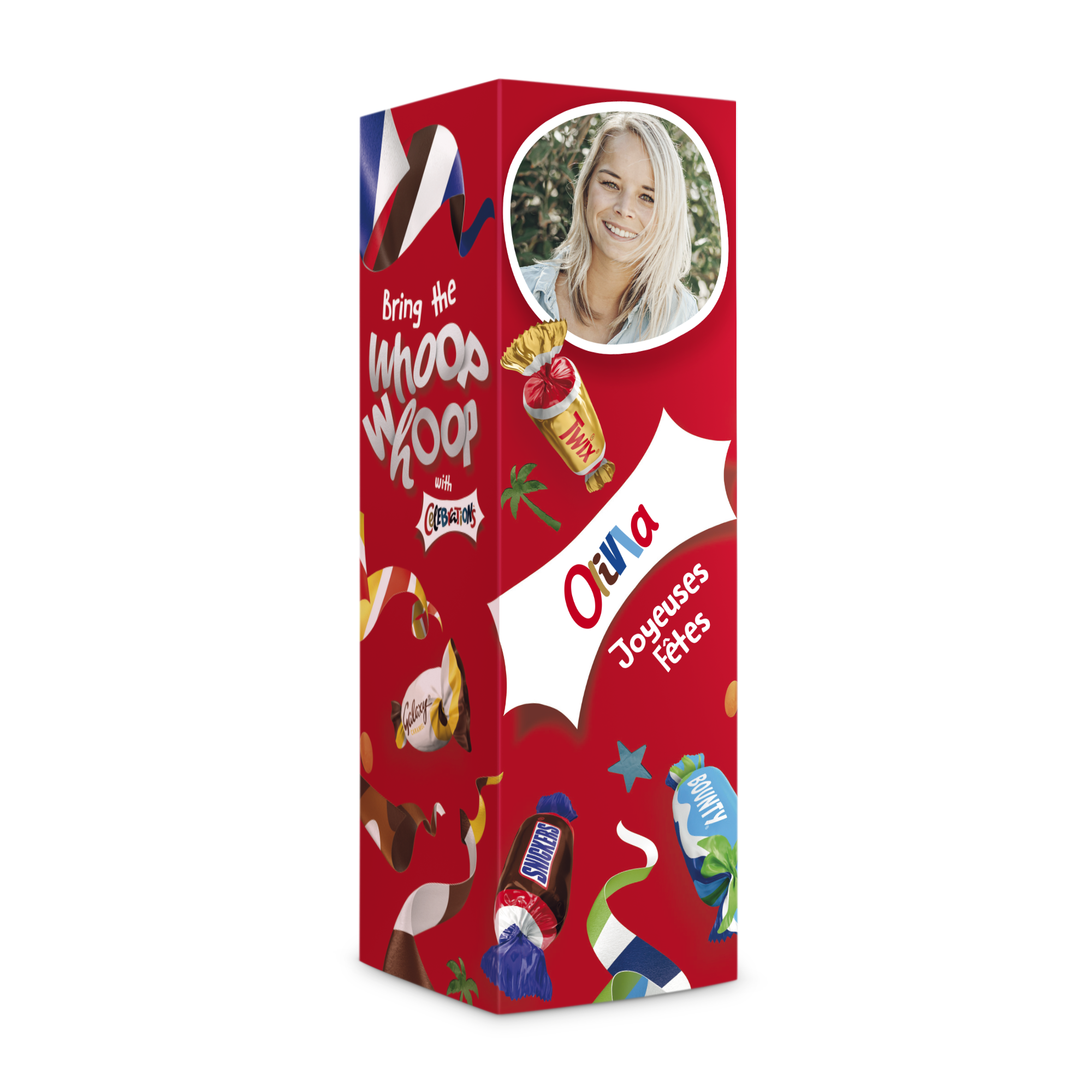 Débouchez une bouteille de Chocolats Celebrations personnalisée Joyeuses Fêtes avec une photo
