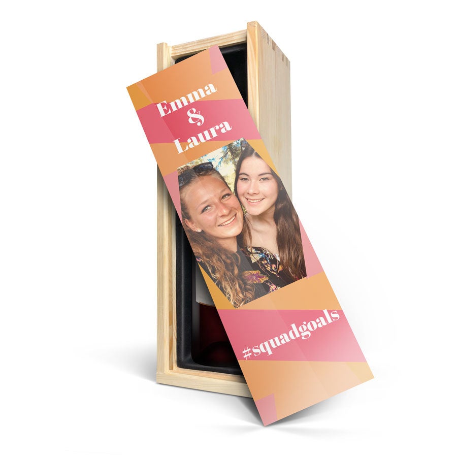 Personalised wine gift - Belvy - Red - Printed wooden case