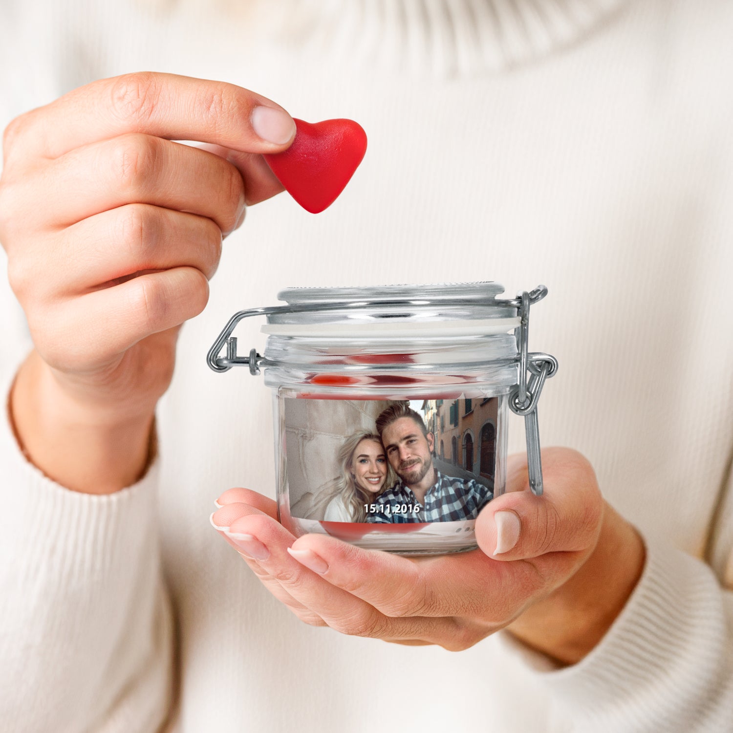 Spersonalizowany s�oik na s�odycze - 200 ml - Serca