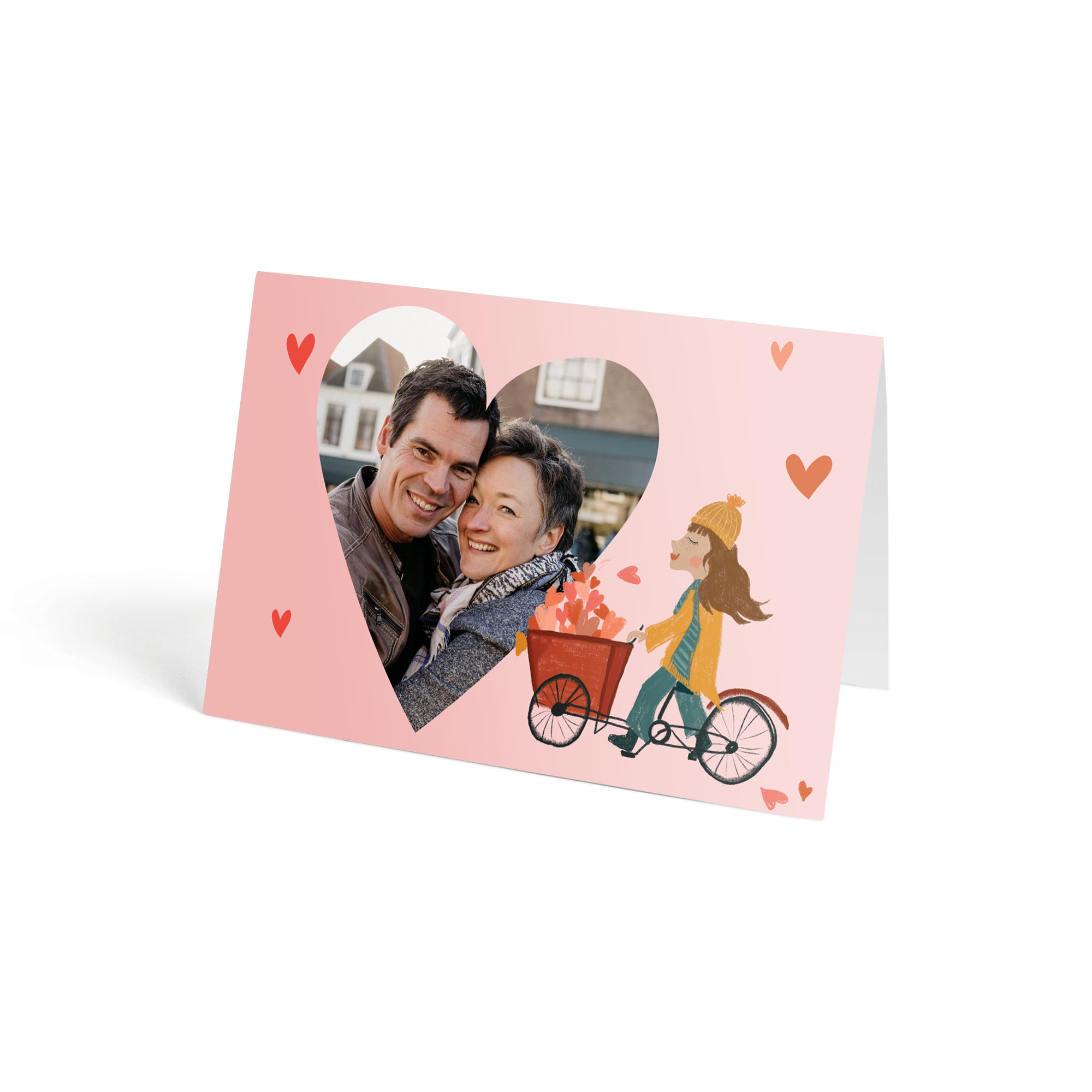 Briefkastenblumen mit personalisierter Karte mit Foto und weißer Rosen, perfekt zum selbst gestalten