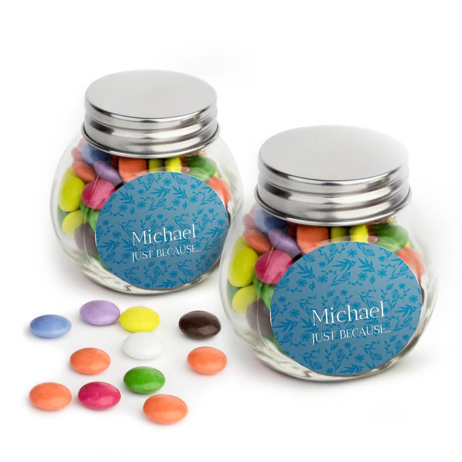 Personalised Mini Glass Jar Favours with Chocolates