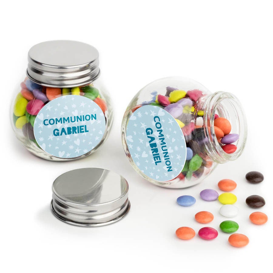 Personalised Mini Glass Jar Favours with Chocolates