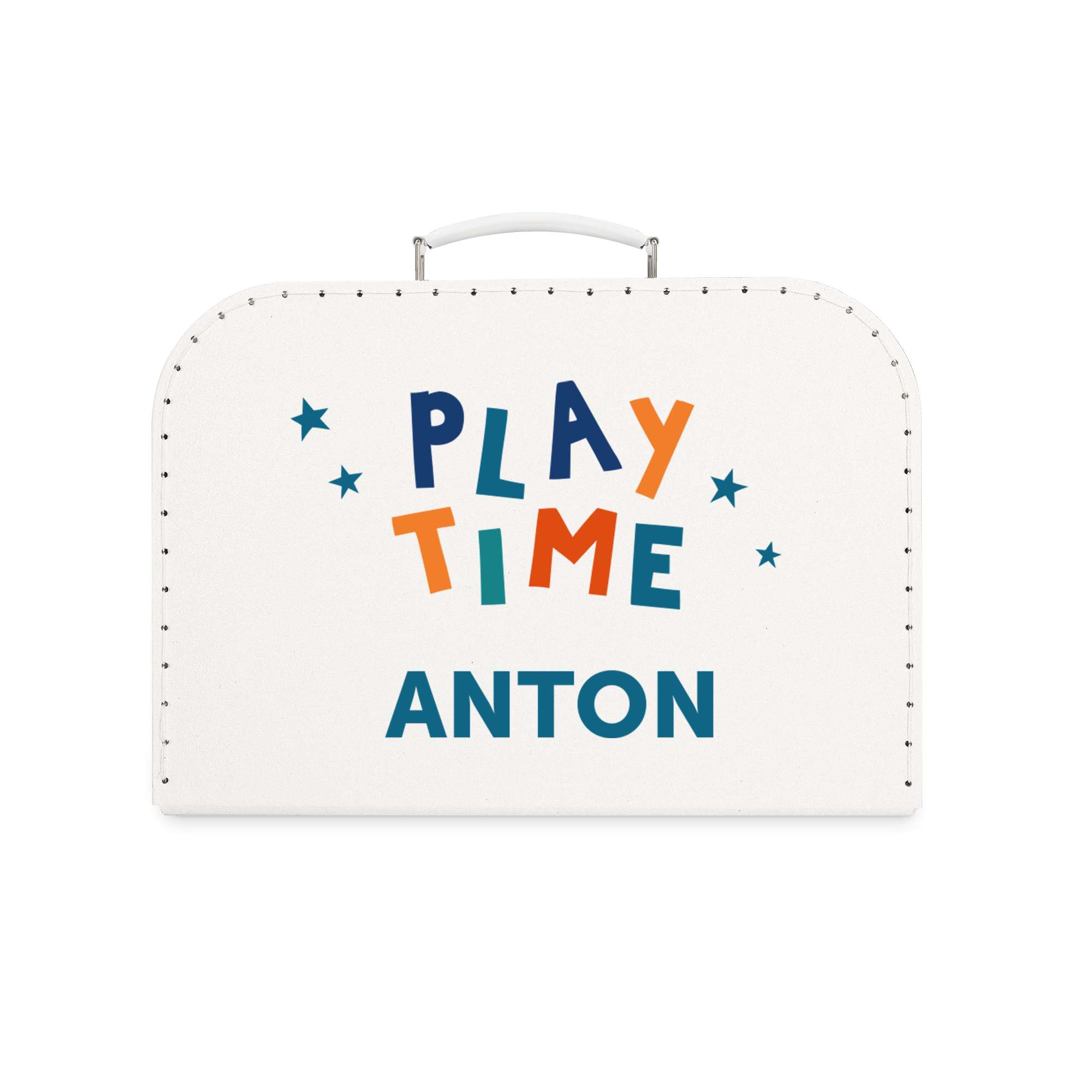 Denne smukke legetøjskuffert med tryk af Play Time og navnet Anton er det perfekte touch til ethvert børneværelse.