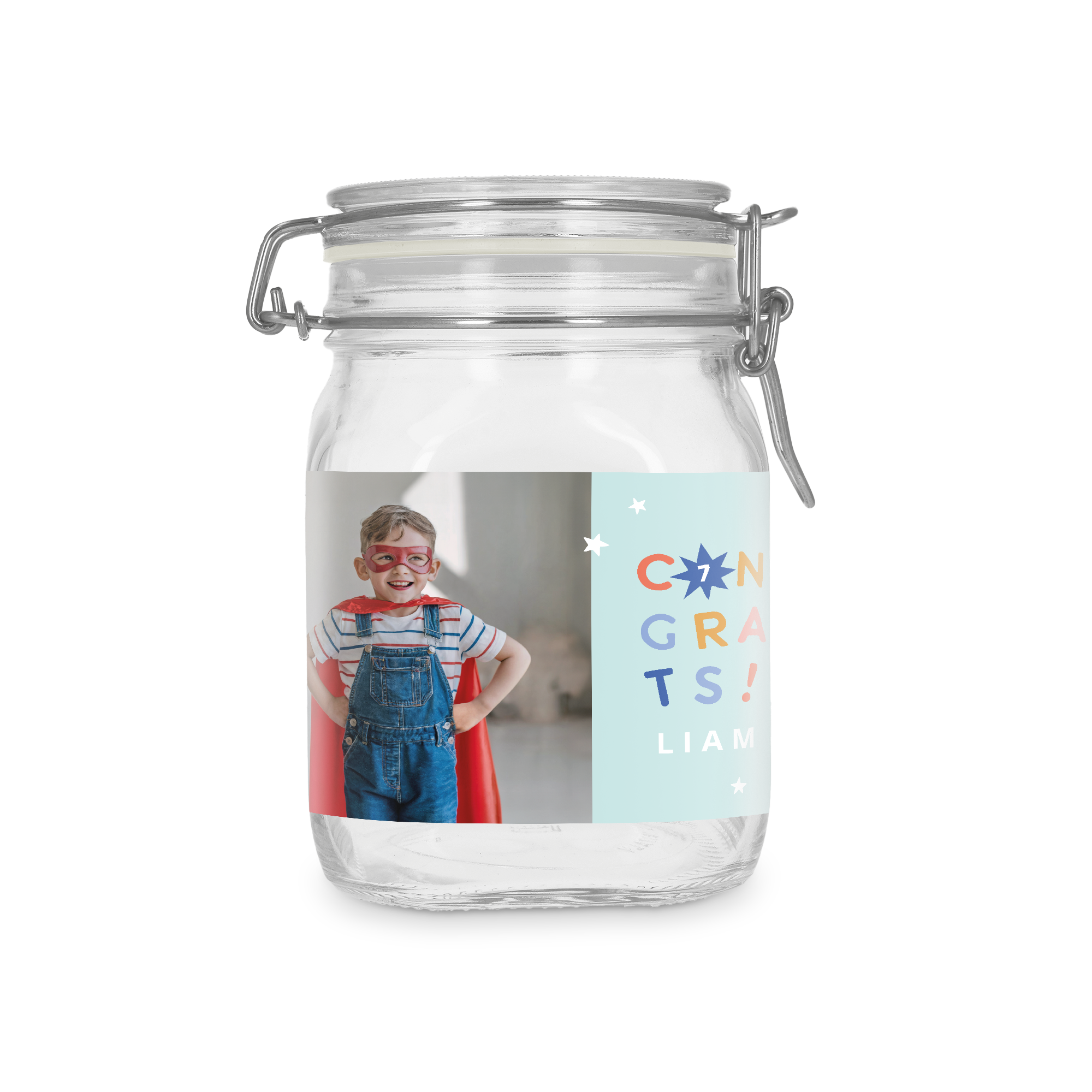 Glas mit Deckel – personalisiert